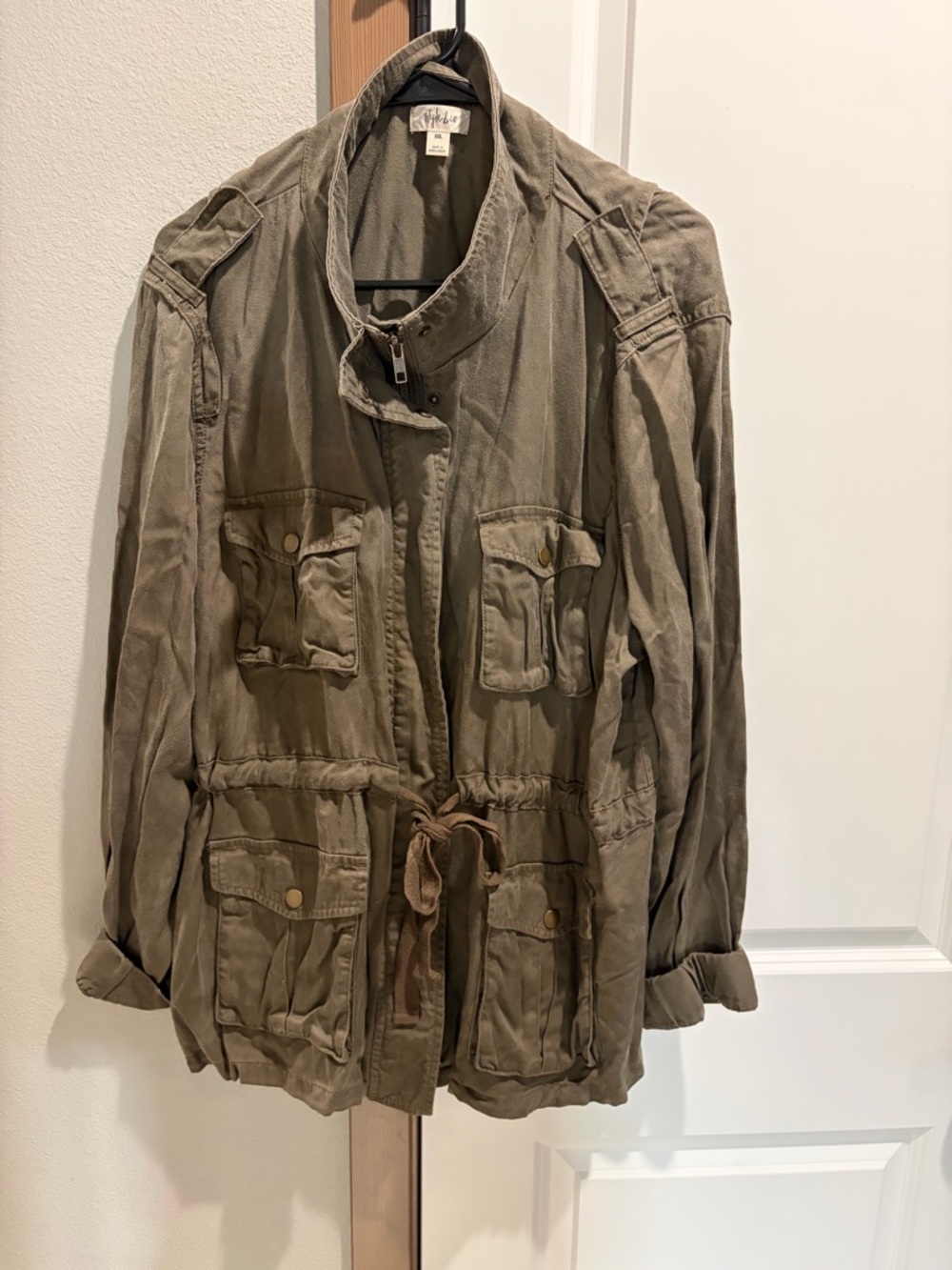 Style & Co Women’s Green Long Sleeve Flap Pockets Military Utility Jacket XXL